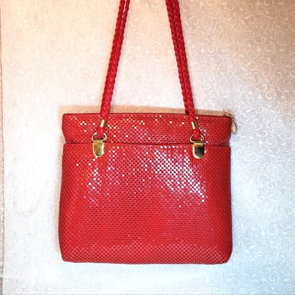 Vintage Another Y&S Original Red Metal Mesh Bag 10" x 11" Holiday Party